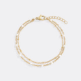 Dainty Double Chain Beaded Bracelet