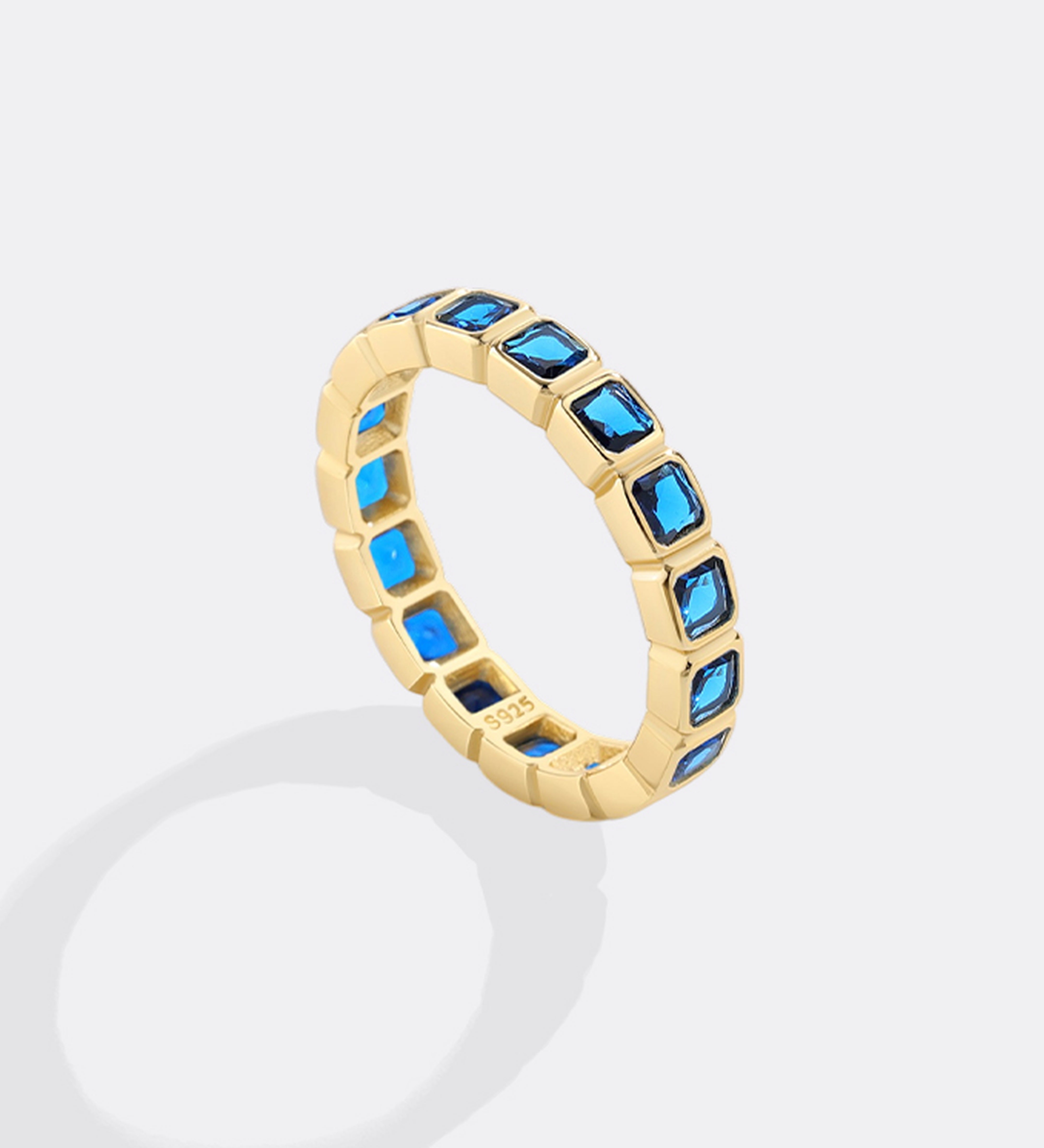 Emerald Cut Birthstone Eternity Ring