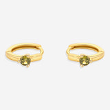 Solitaire Birthstone Huggie Hoop Earrings