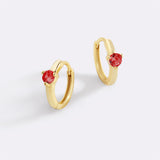 Solitaire Birthstone Huggie Hoop Earrings