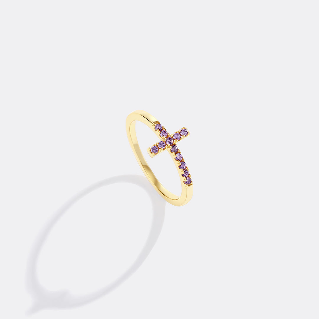 Birthstone Cross Ring