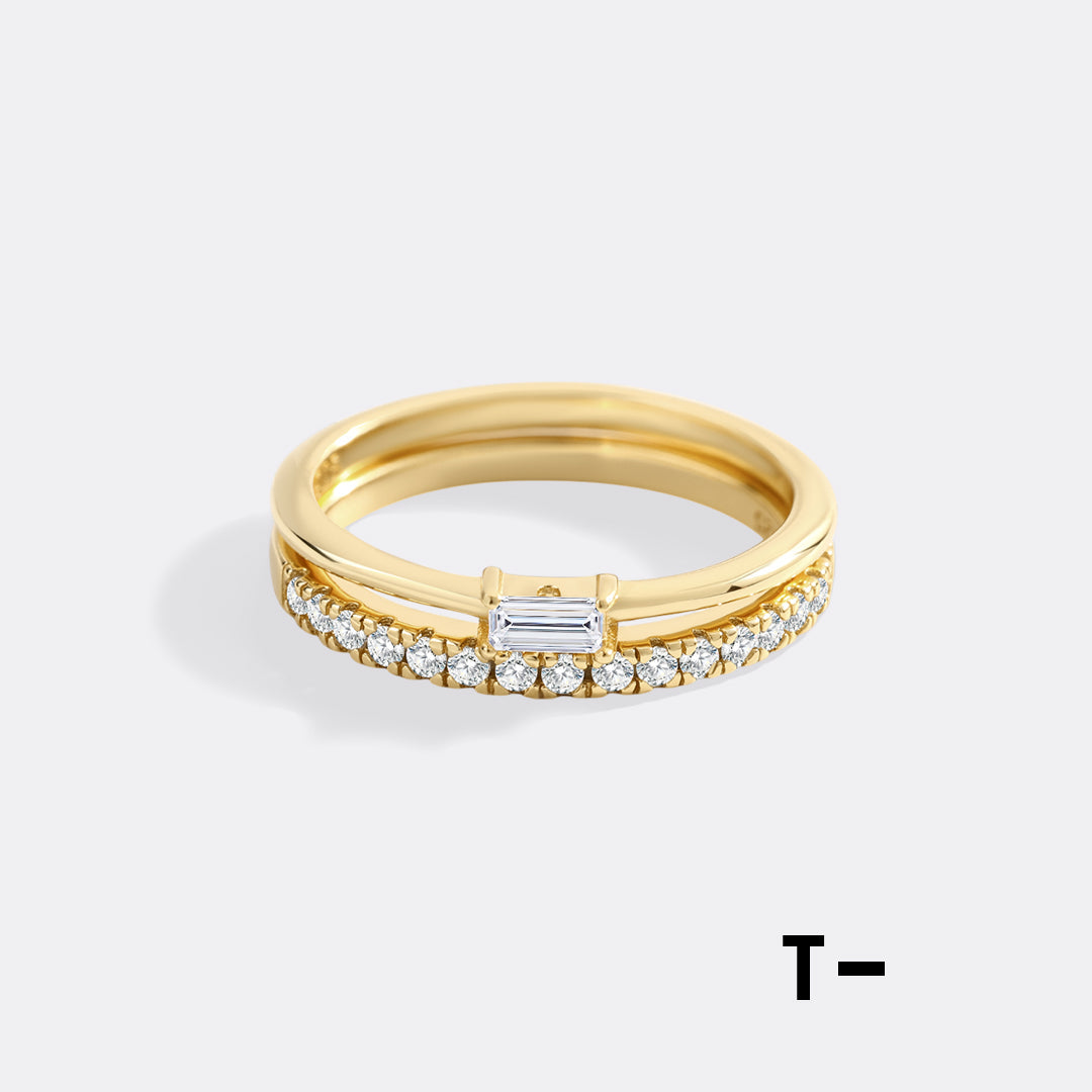 Morse Code and Micro Pave Eternity Ring Stacking Set