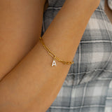 Paperclip Pave Initial Bracelet
