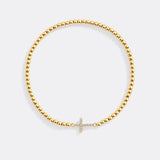 Gold Beaded Cross Stretch Bracelet
