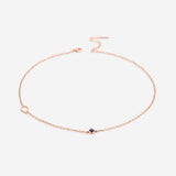 Initial Necklace with Birthstone Accent