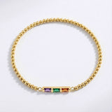 Personalized Baguette Birthstone Beaded Bracelet