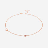 Initial Necklace with Birthstone Accent