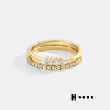 Morse Code and Micro Pave Eternity Ring Stacking Set