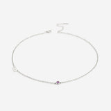 Initial Necklace with Birthstone Accent