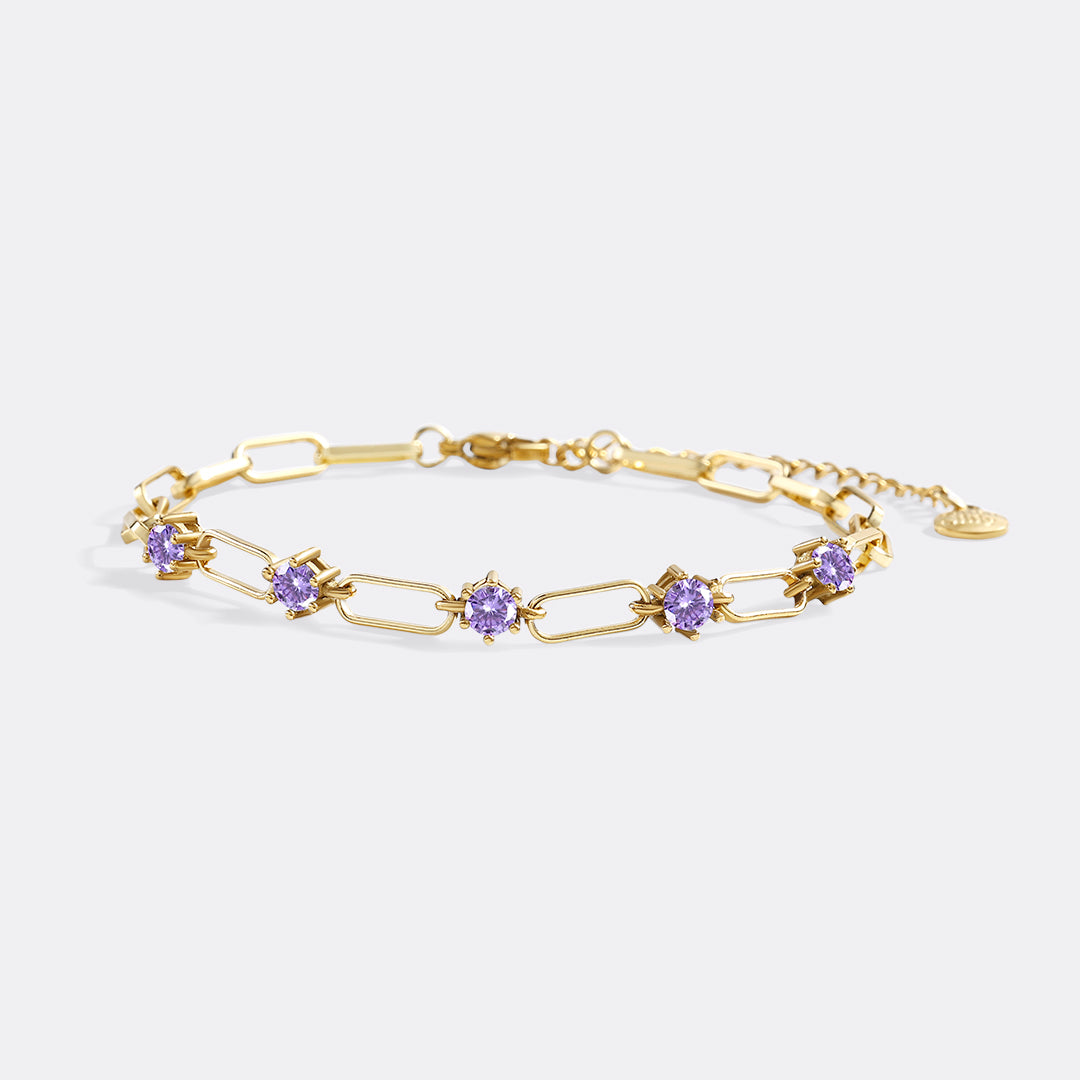 Paperclip Bracelet with Gemstone Accents