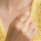 Narrow Textured Gold Birthstone Band