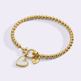 Mint Beaded Bracelet with Mother Of Pearl Initial Heart Charm