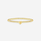 Gold Beaded Bracelet with Heart Initial