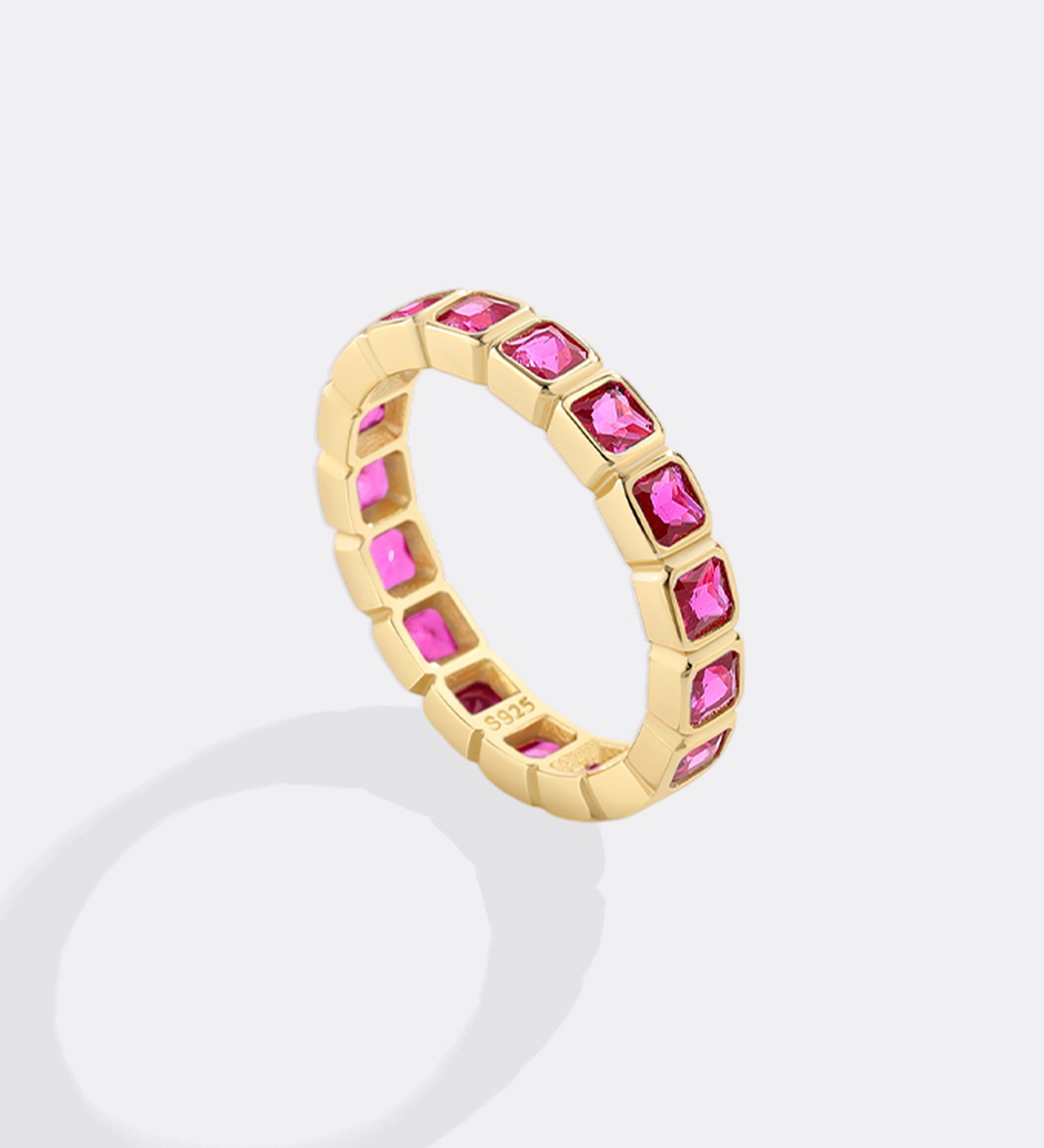 Emerald Cut Birthstone Eternity Ring