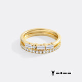 Morse Code and Micro Pave Eternity Ring Stacking Set