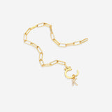 Mint Paperclip Bracelet with Pave Initial Charm