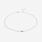 Initial Necklace with Birthstone Accent