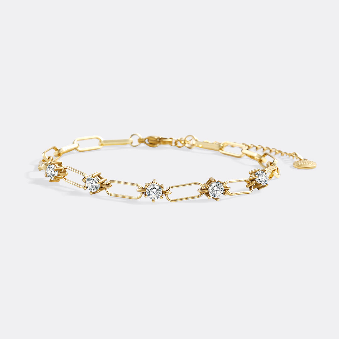 Paperclip Bracelet with Gemstone Accents