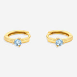 Solitaire Birthstone Huggie Hoop Earrings