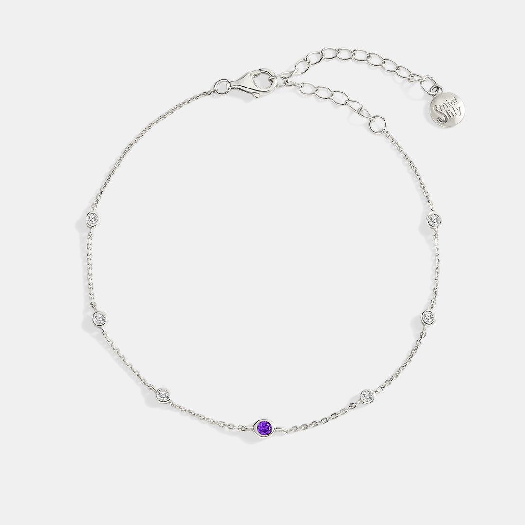 February Birthstone Station Bracelet