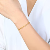 Bezel Set Diamond Bracelet and Box Chain Bracelet Stacking Set