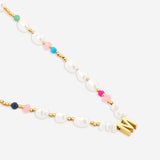Gemstone and Pearl Initial Necklace