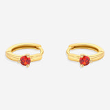 Solitaire Birthstone Huggie Hoop Earrings