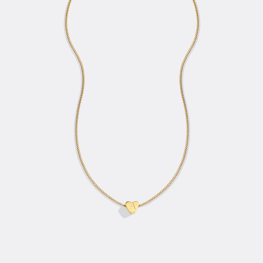 Dainty Heart Stacking Initial Necklace
