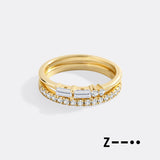 Morse Code and Micro Pave Eternity Ring Stacking Set