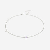 Initial Necklace with Birthstone Accent