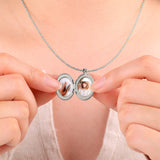 Engraved Oval Photo Locket Necklace