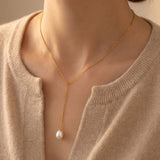 Pearl Lariat Necklace