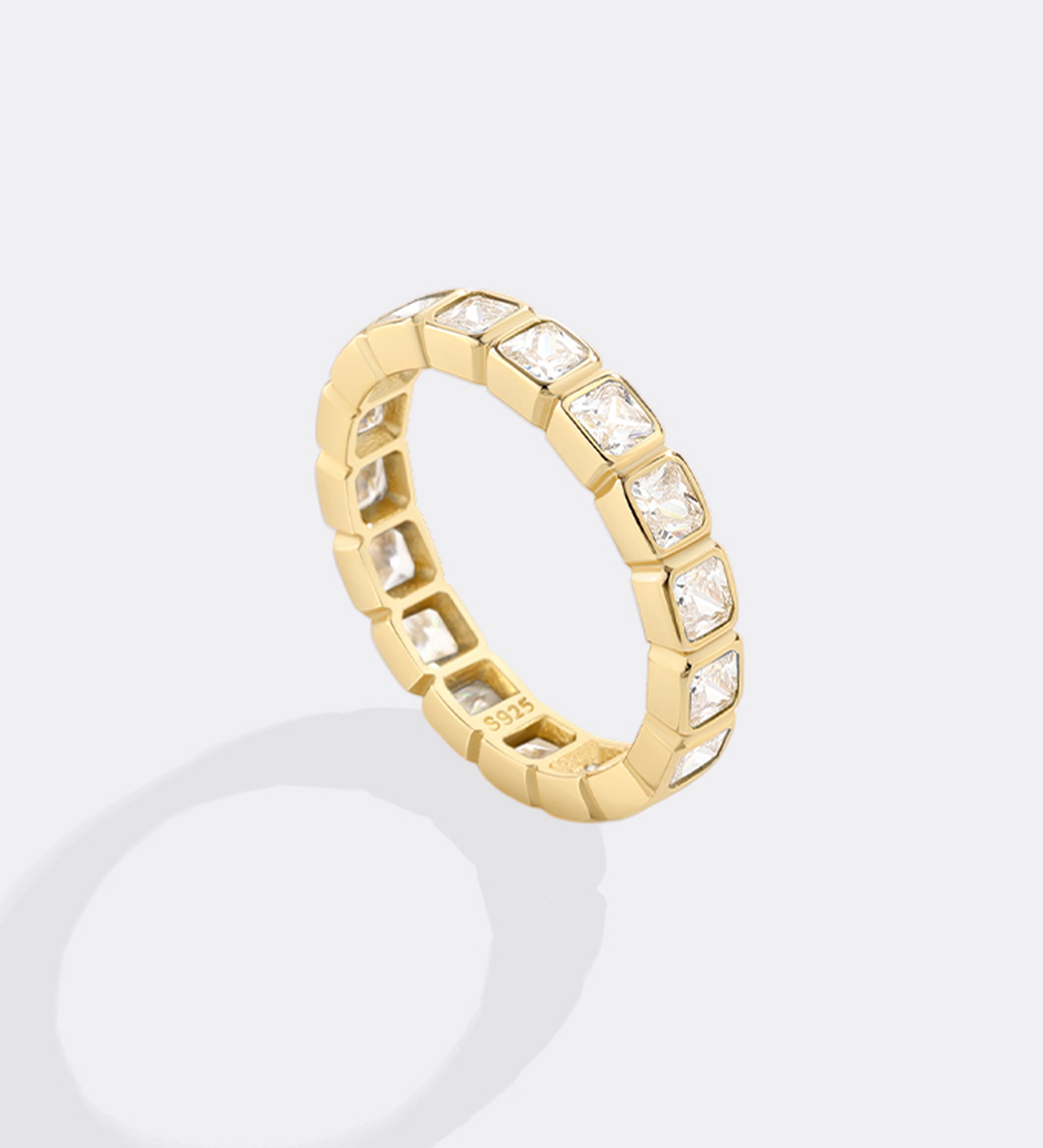Emerald Cut Birthstone Eternity Ring