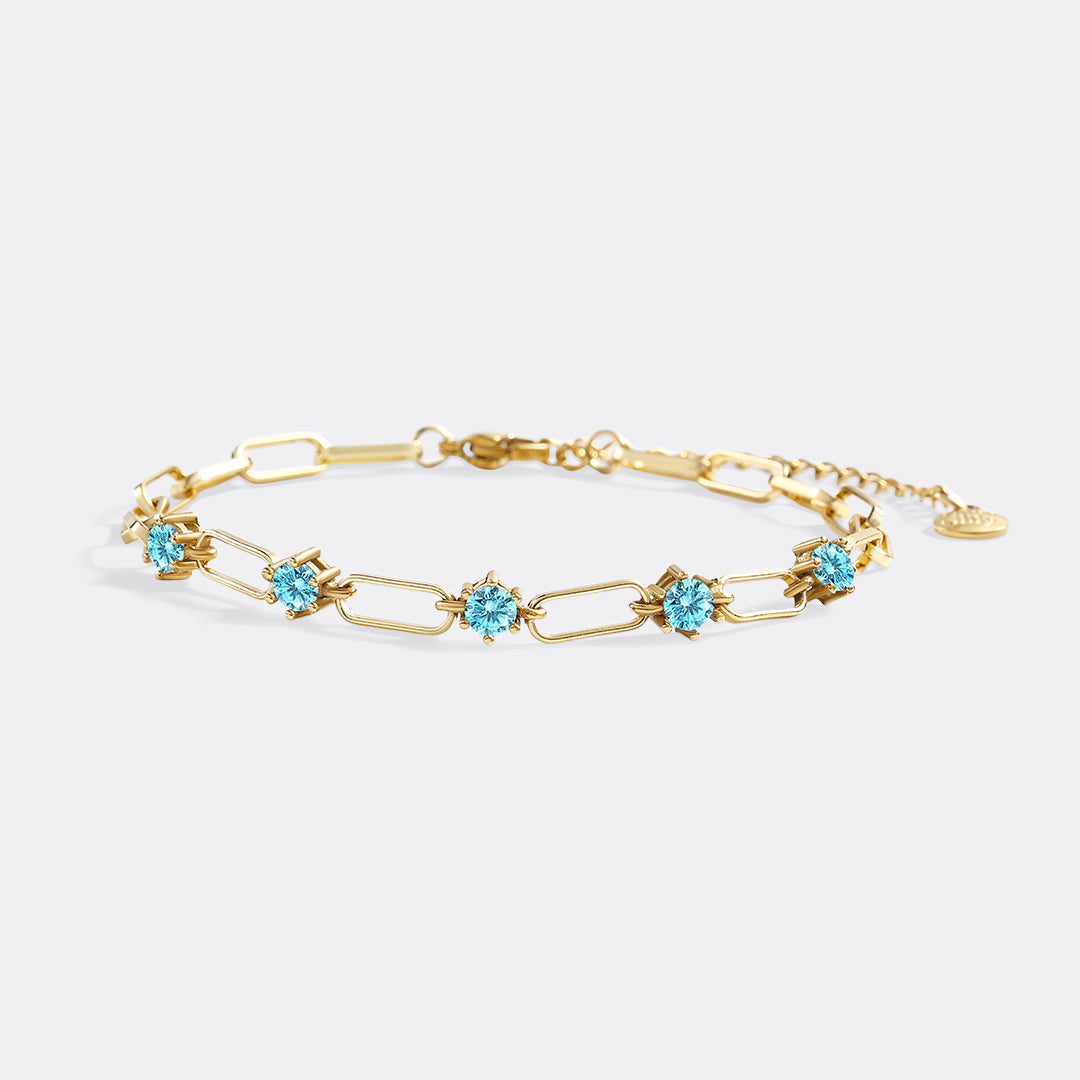 Paperclip Bracelet with Gemstone Accents
