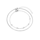 Bezel Set Diamond Bracelet and Box Chain Bracelet Stacking Set