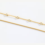 Bezel Set Diamond Bracelet and Box Chain Bracelet Stacking Set