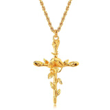 Floral Cross Pendant Necklace