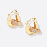 Pave Interlock Hoop Earrings
