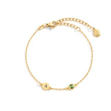 Dainty Initial and Birthstone Bracelet