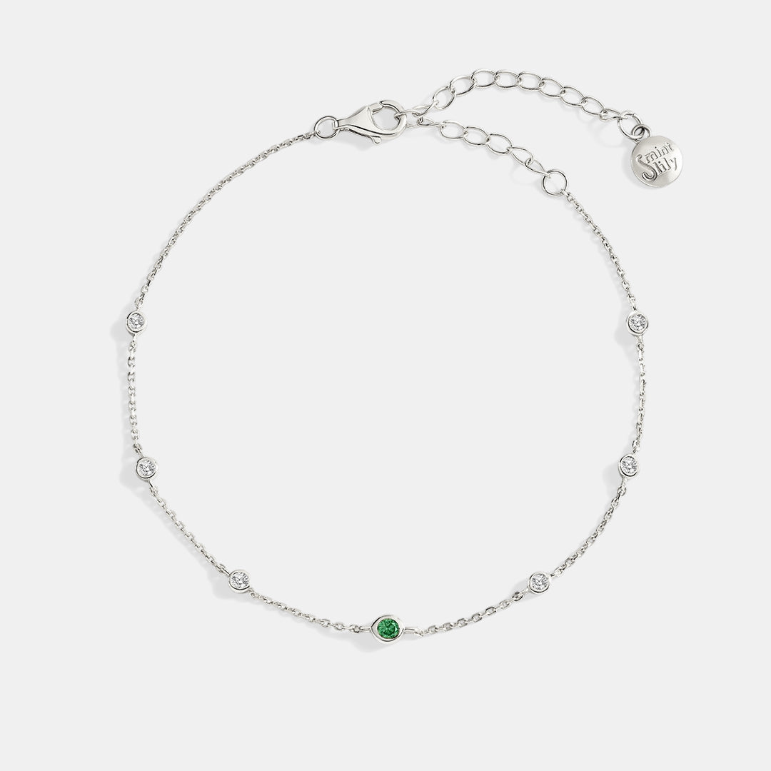 May Birthstone Station Bracelet