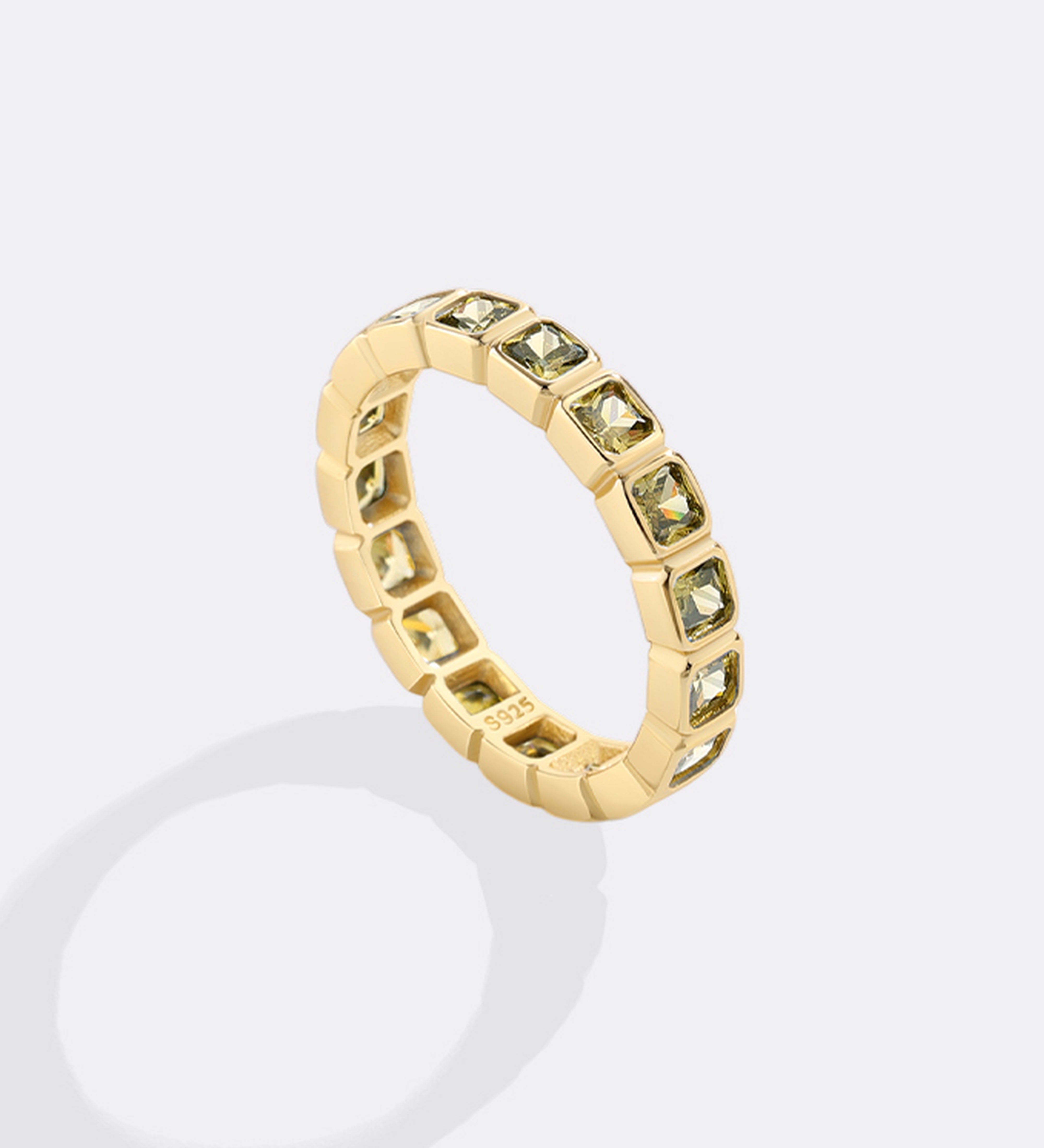Emerald Cut Birthstone Eternity Ring