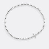 Gold Beaded Cross Stretch Bracelet