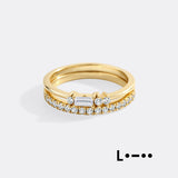 Morse Code and Micro Pave Eternity Ring Stacking Set
