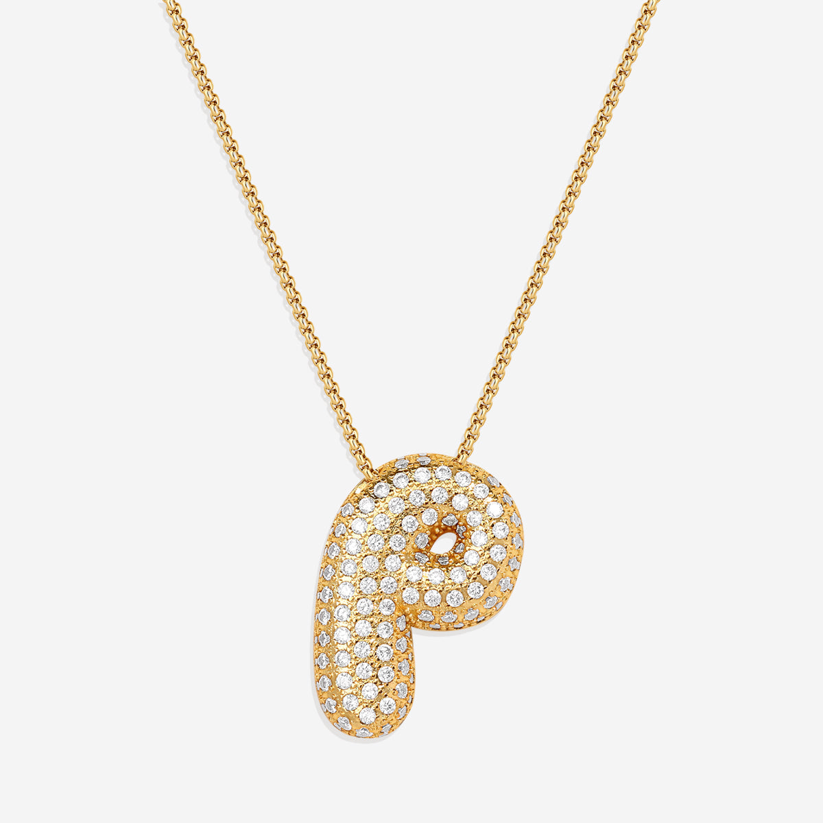 Pave Bubble Initial Necklace