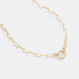 Pave Mint Paperclip Necklace