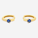 Solitaire Birthstone Huggie Hoop Earrings