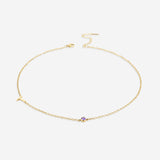 Initial Necklace with Birthstone Accent