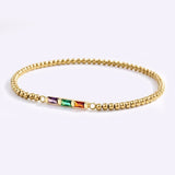 Personalized Baguette Birthstone Beaded Bracelet
