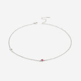 Initial Necklace with Birthstone Accent
