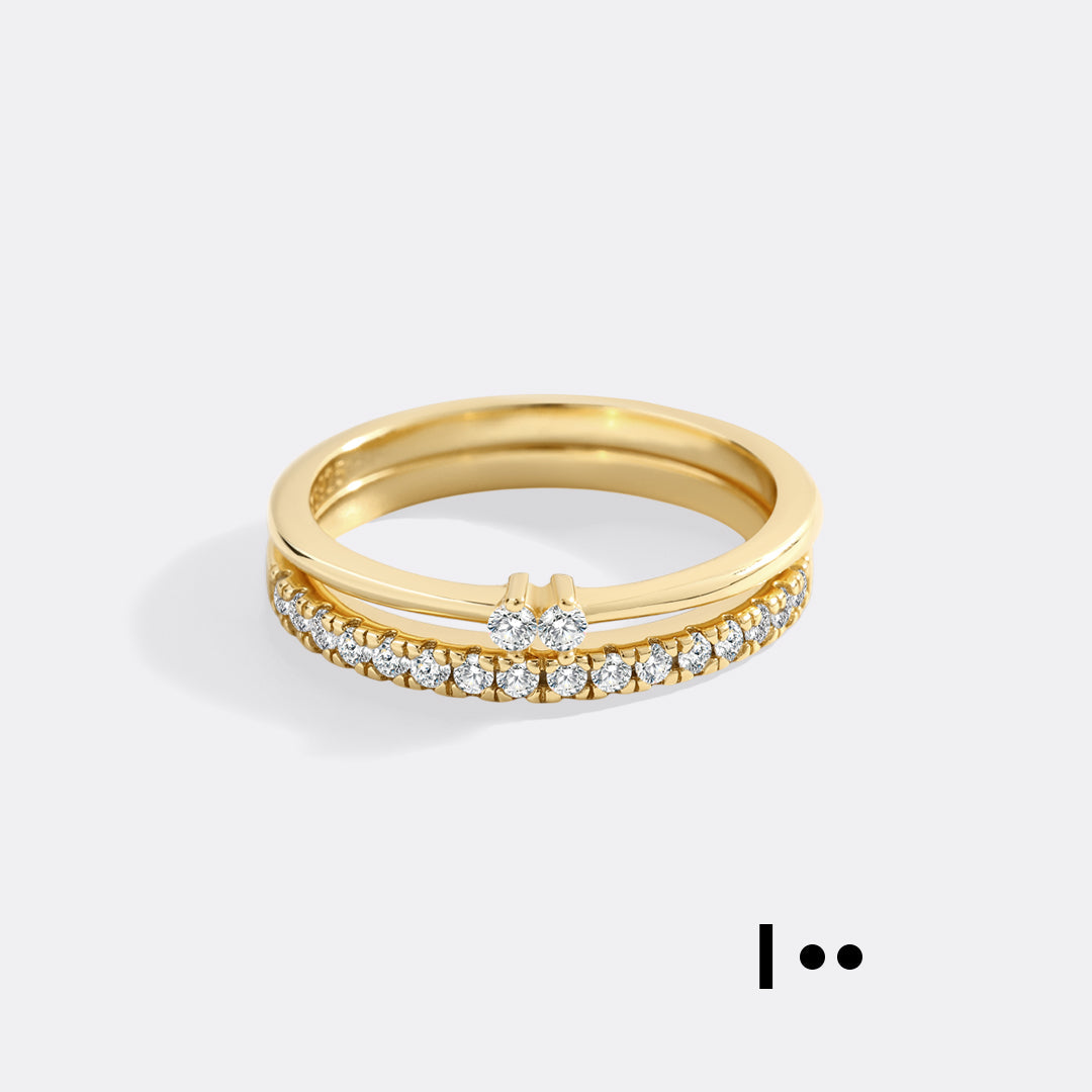 Morse Code and Micro Pave Eternity Ring Stacking Set